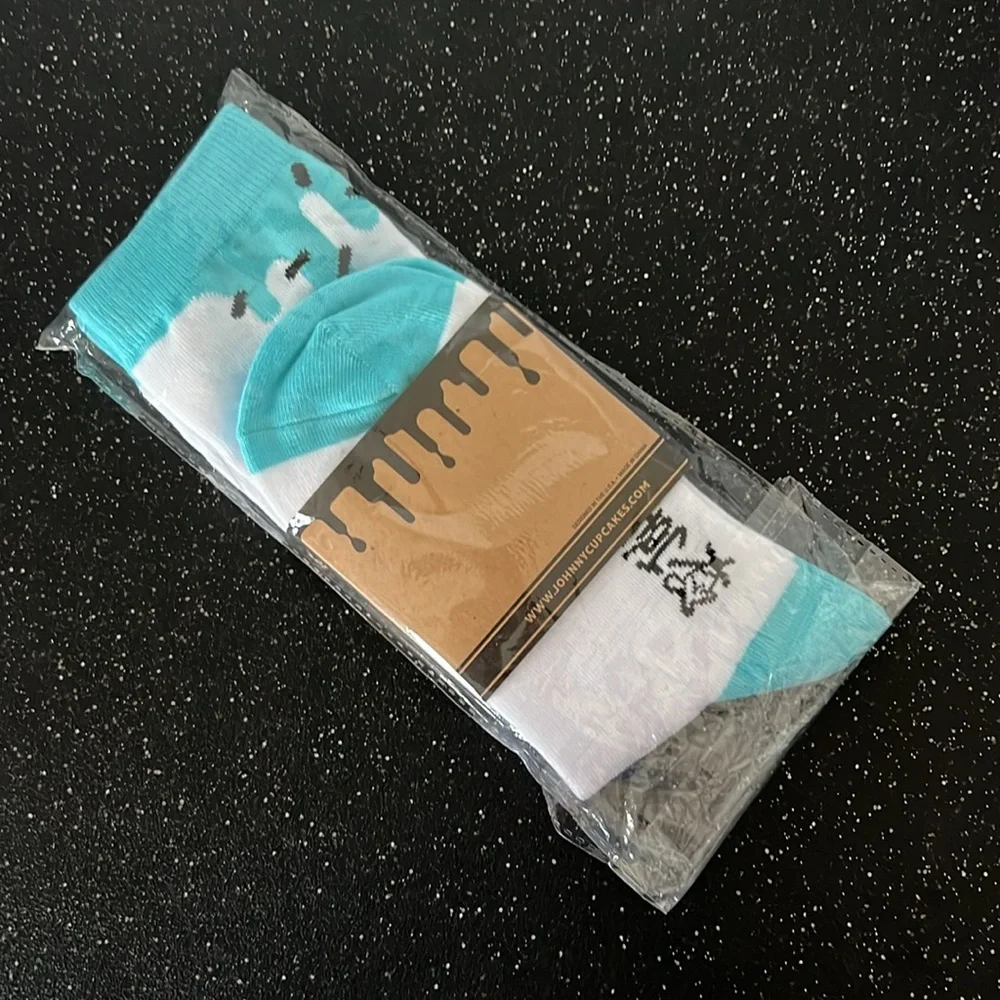 Johnny Cupcakes Socks White Aqua‎ Frosting Drip OS Unisex